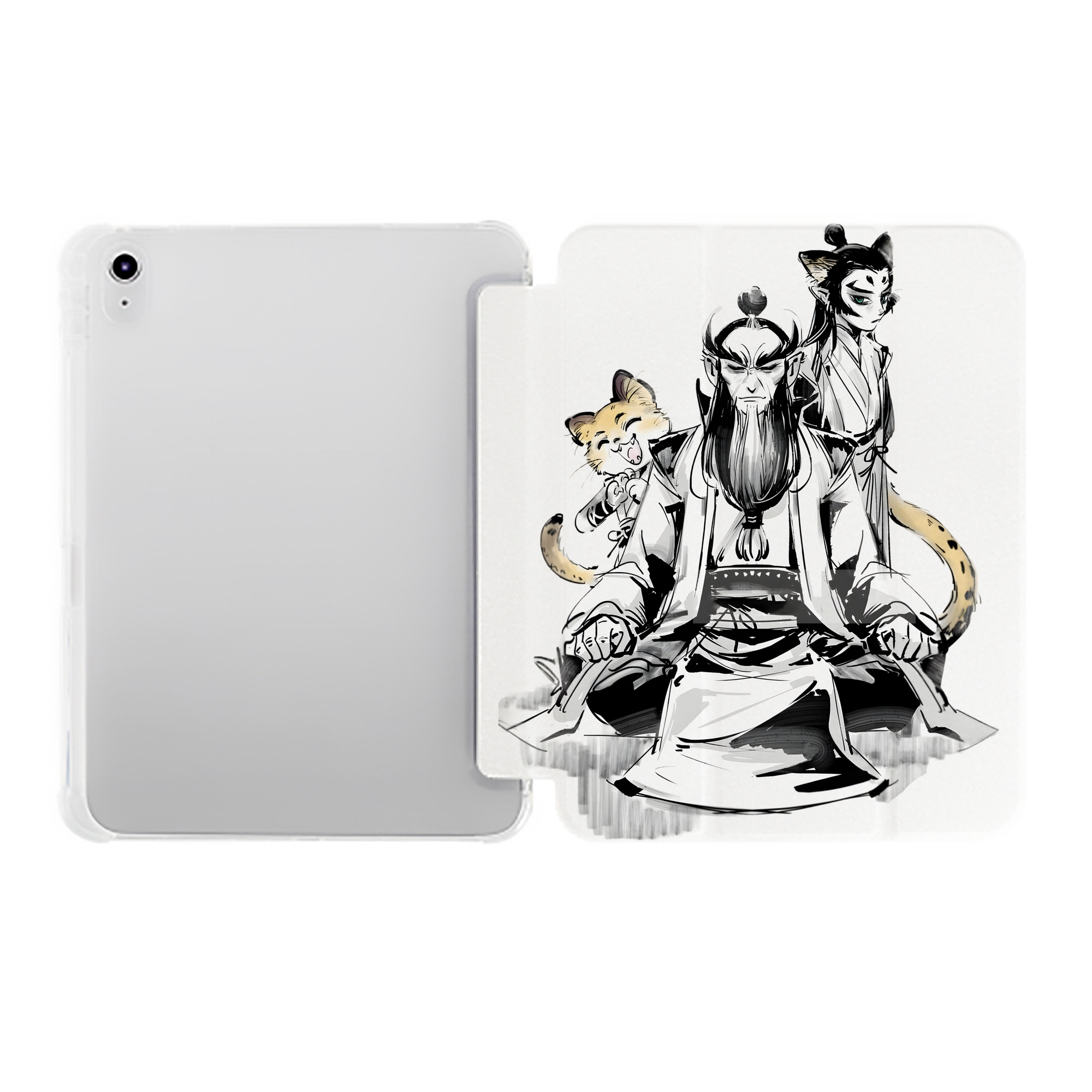 （画像用） Ne Zha 2 ナタ 魔童の大暴れ IPad ケース ペン収納付き 三つ折りスタンド PUレザー×シリコン 対応機種9.5/10.5/10.9インチ